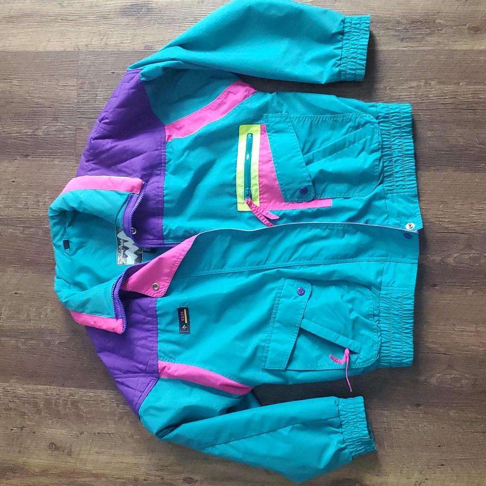 Vintage retro color block ski jacket size Medium